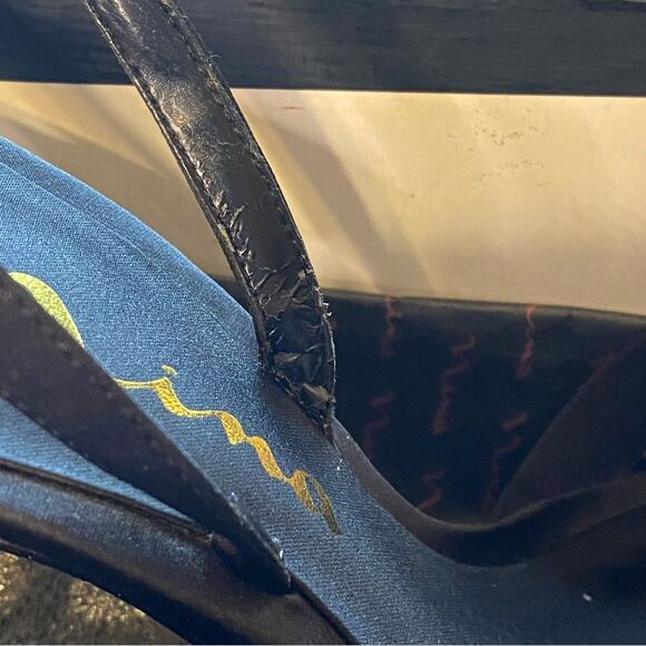 Nina Black Satin Rhinestone Stilettos Open Toe Evening Wear Womens Size 6 - Picture 10 of 10